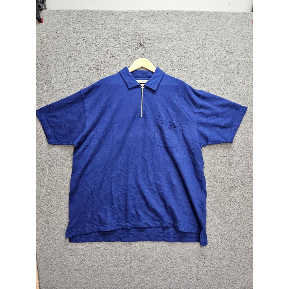 Eddie Bauer Quarter Zip Polo XXL Blue Cotton Pocket Gorpcore Outdoors Dadcore